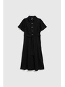 Moodo Черна ризова рокля с широки ръкави