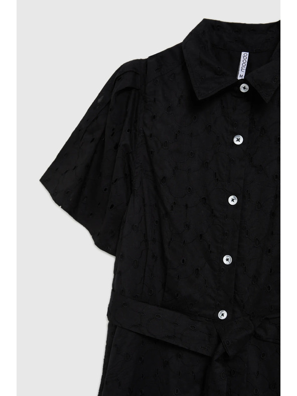 Moodo Черна ризова рокля с широки ръкави