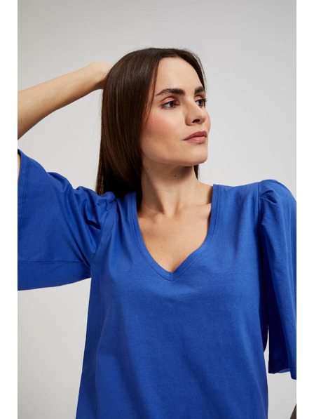 Moodo Синя блуза с широки ръкави