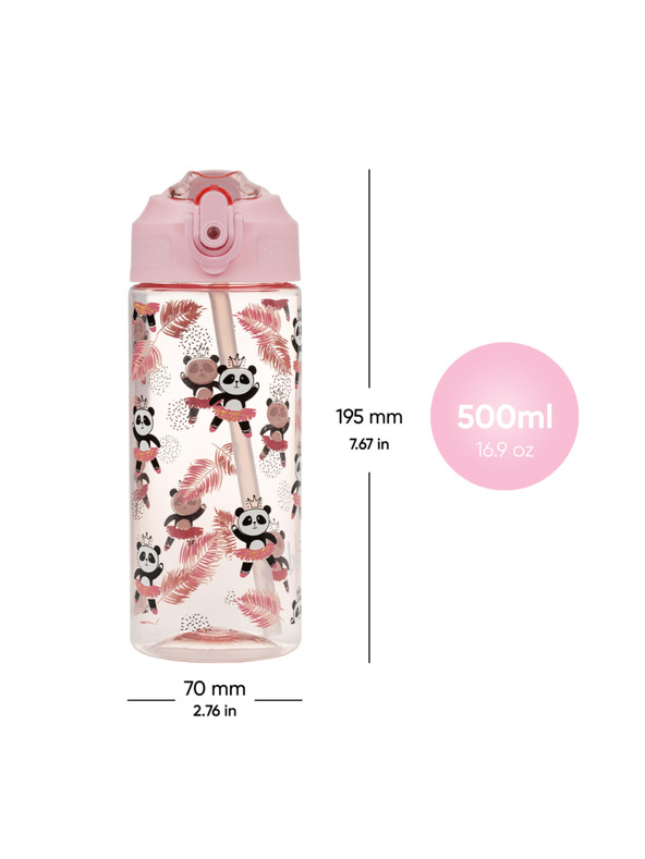 BAAGL  BAAGL Тританова бутилка за пиене с сламка Панда 500 мл