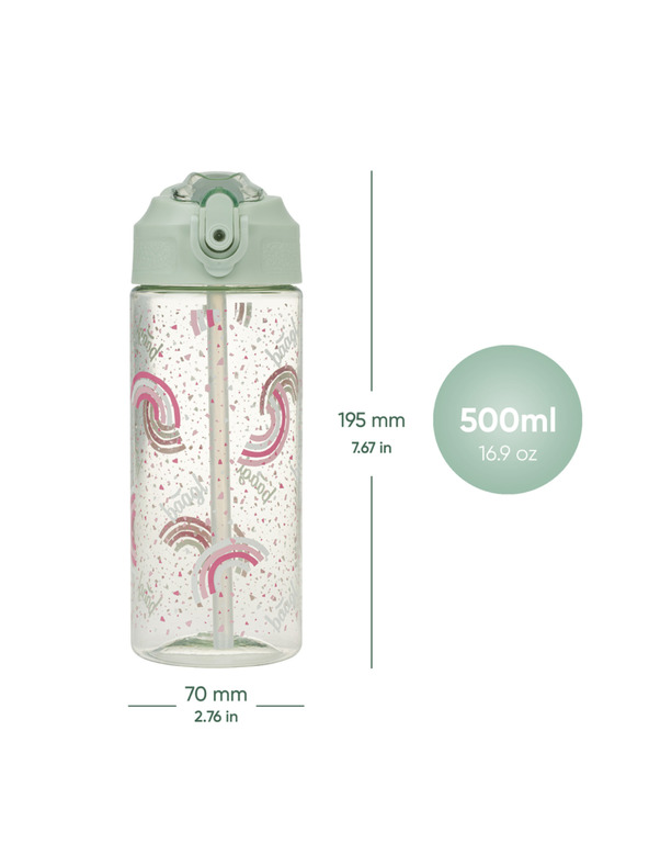 BAAGL  BAAGL Тританова бутилка за пиене с сламка Дъга 500 мл