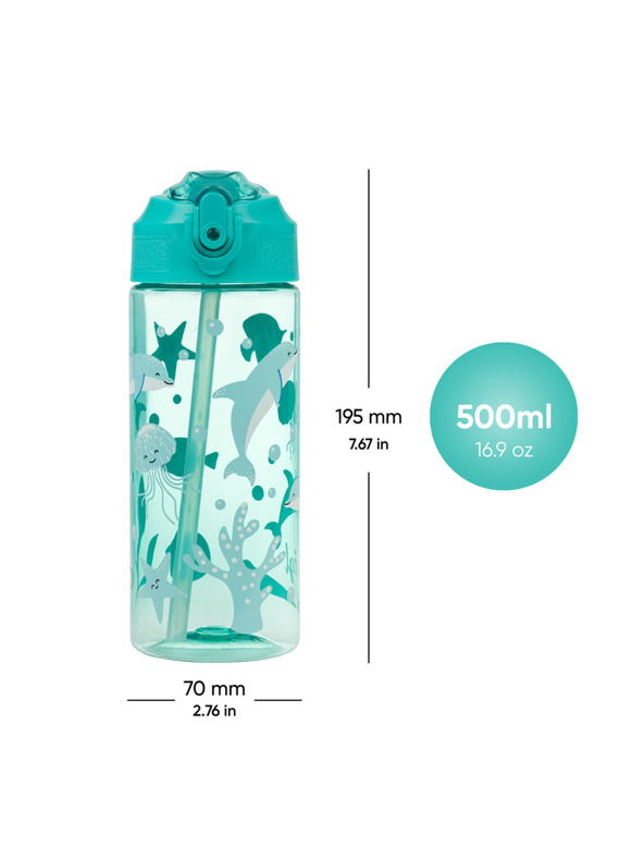 BAAGL  BAAGL Тританова бутилка за пиене с сламка Делфин 500 мл