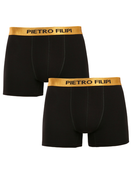 Pietro Filipi Комплект от два - мъжки боксерки Pietro Filipi черни Metalic gold