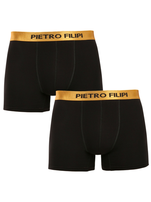 Pietro Filipi Комплект от два - мъжки боксерки Pietro Filipi черни Metalic gold