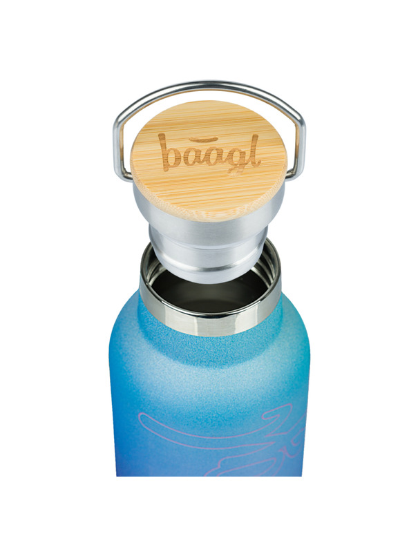 BAAGL  BAAGL Термобутилка с бамбукова капачка Градиент синьо-виолетова, 500 мл