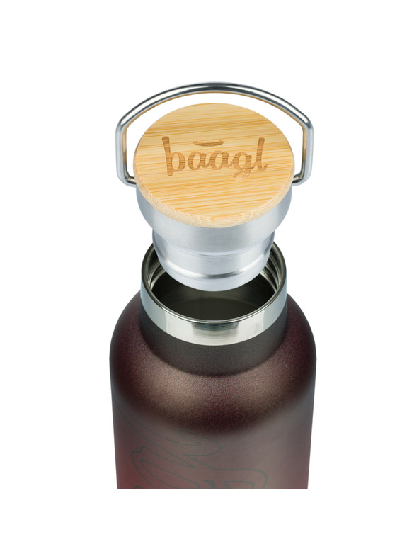 BAAGL  BAAGL Термобутилка с бамбукова капачка Градиент червено-черна, 500 мл