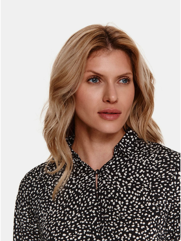 TOP SECRET Черна шарена блуза с копчета TOP SECRET