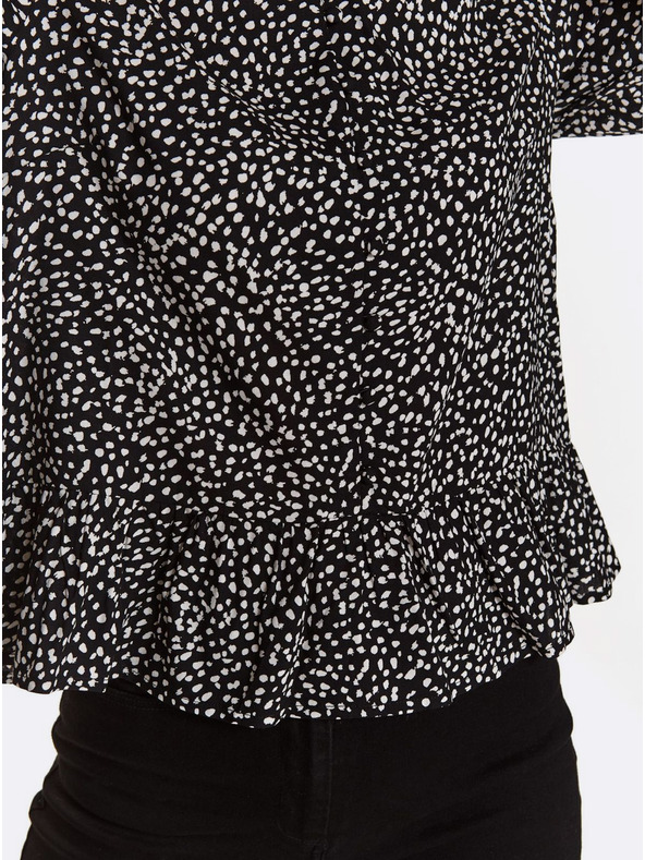 TOP SECRET Черна шарена блуза с копчета TOP SECRET