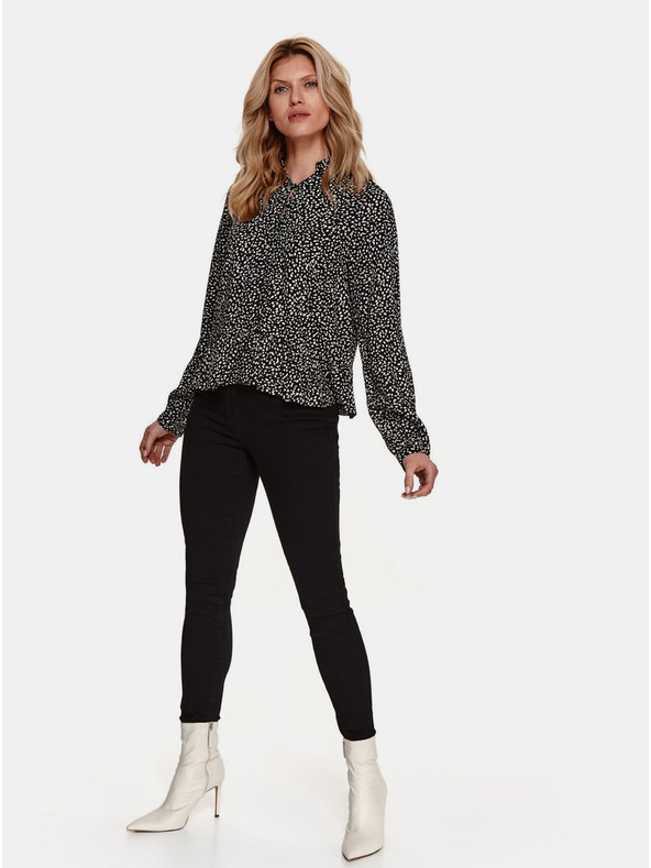 TOP SECRET Черна шарена блуза с копчета TOP SECRET