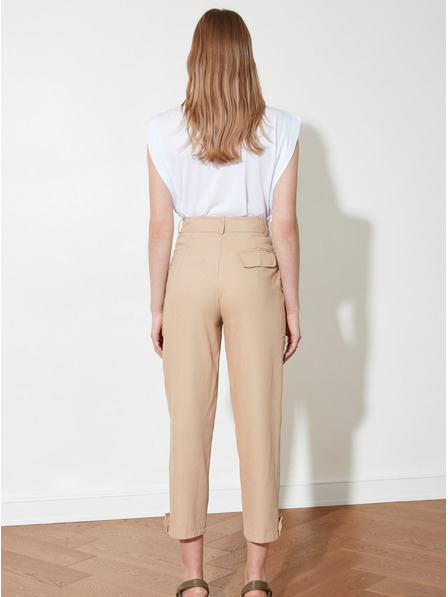 Trendyol Бежов дамски панталон с джобове Trendyol