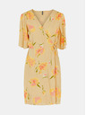 Pieces Жълта флорална рокля с вратовръзка Pieces Tianna