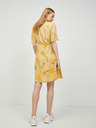 Pieces Жълта флорална рокля с вратовръзка Pieces Tianna