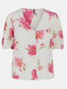 Pieces Кремава флорална блуза с копчета Pieces Tianna