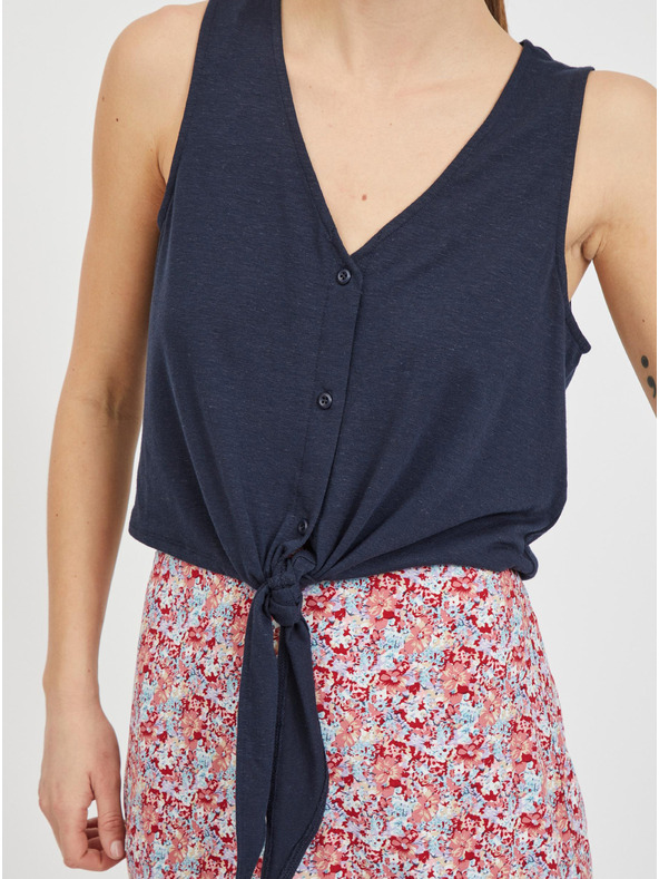 Vila Тъмносин къс топ с връзки VILA Anika