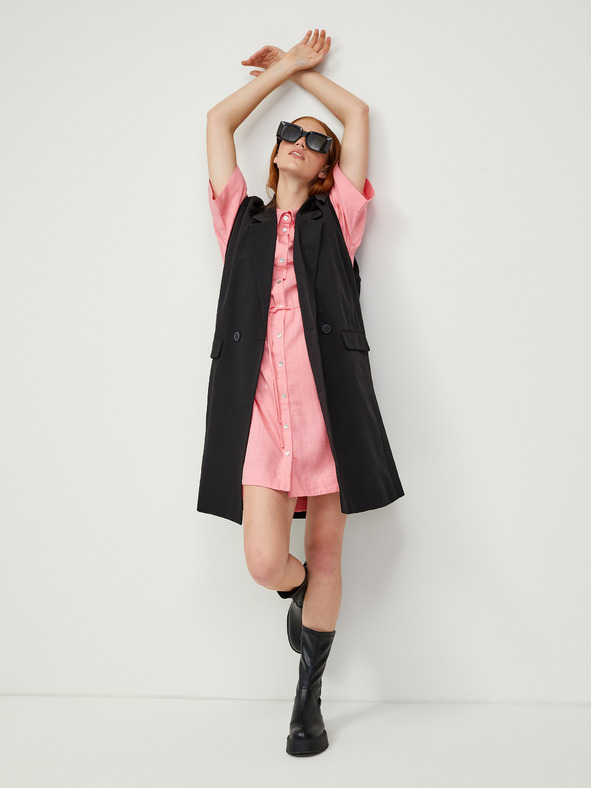 Vero Moda Розова рокля с ленена риза VERO MODA Haf