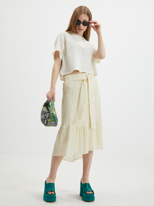 Vero Moda Кремава дамска миди пола VERO MODA Hajija