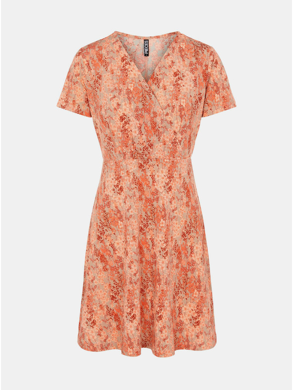 Pieces Оранжева рокля на цветя Pieces Emanuelle