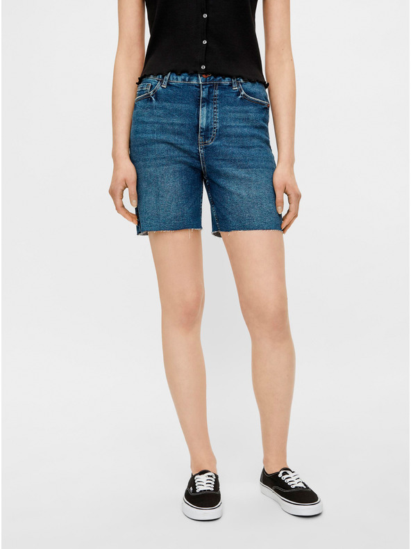 Pieces Сини къси панталони от деним Pieces Lisa