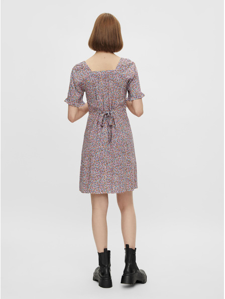 Pieces Лилава флорална рокля с връзки Pieces Timberly