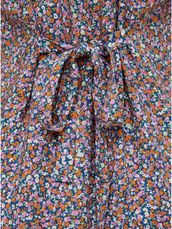 Pieces Лилава флорална рокля с връзки Pieces Timberly