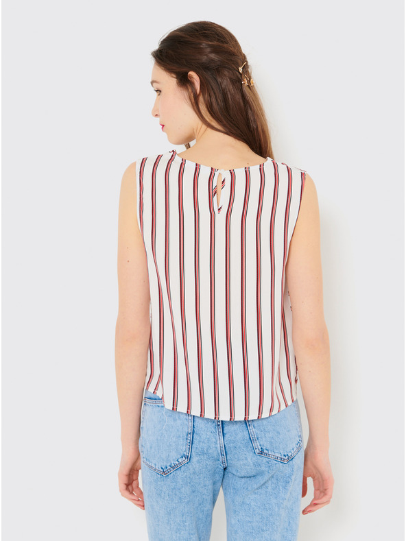 CAMAIEU Червено-бял раиран топ CAMAIEU