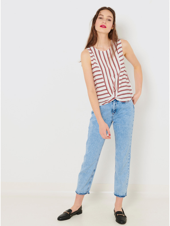 CAMAIEU Червено-бял раиран топ CAMAIEU