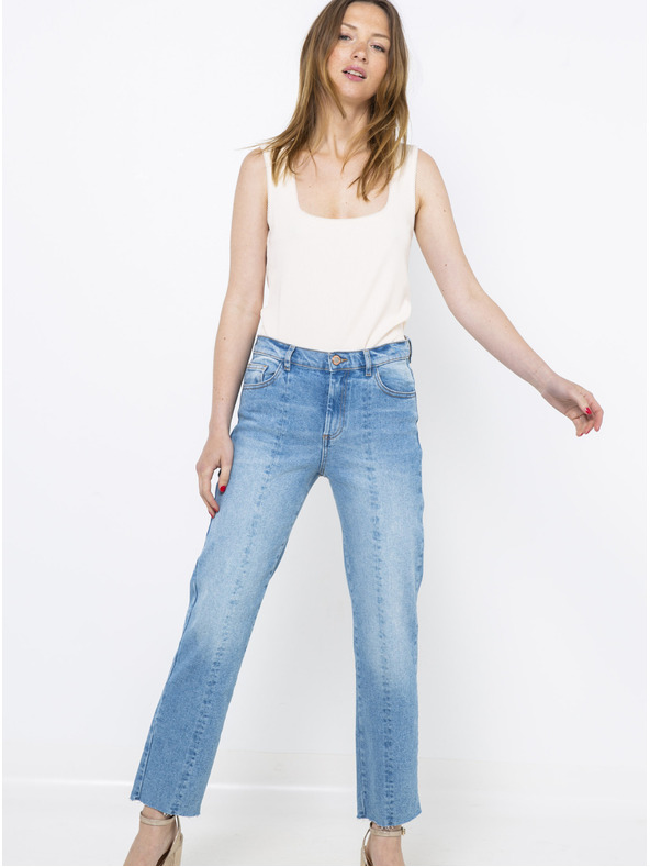 CAMAIEU Кремава блуза с декоративни кантове CAMAIEU