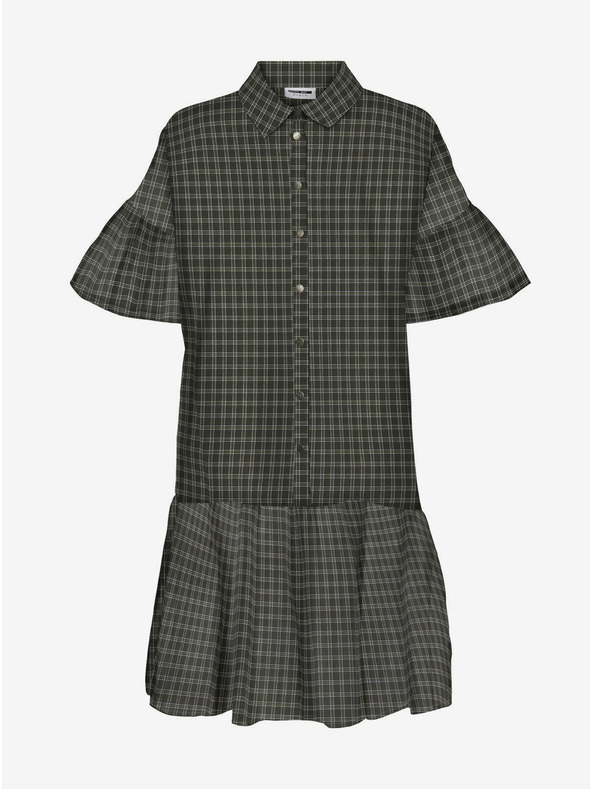 Noisy May Рокля с карирана риза в цвят каки Noisy May Erik