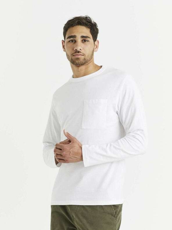 Celio Бяла мъжка основна риза с джоб Celio