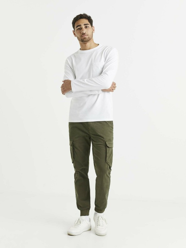 Celio Бяла мъжка основна риза с джоб Celio