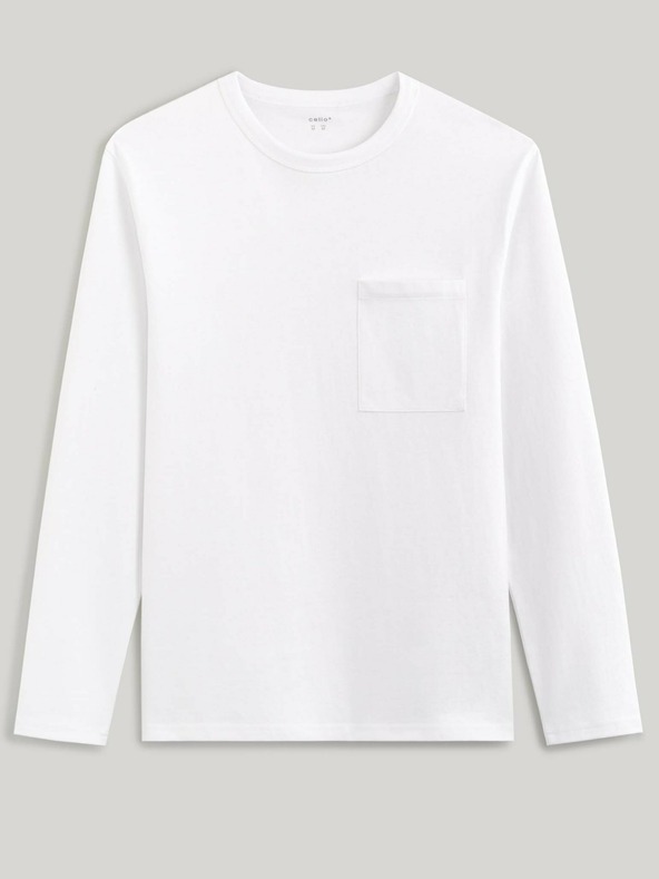 Celio Бяла мъжка основна риза с джоб Celio