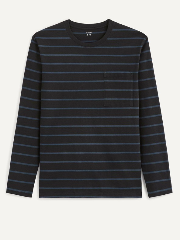 Celio Синя и черна мъжка тениска на райета Celio