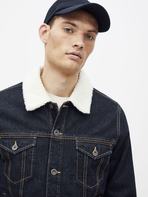 Celio Тъмносиньо дънково яке с изкуствена кожа Celio Susherpa