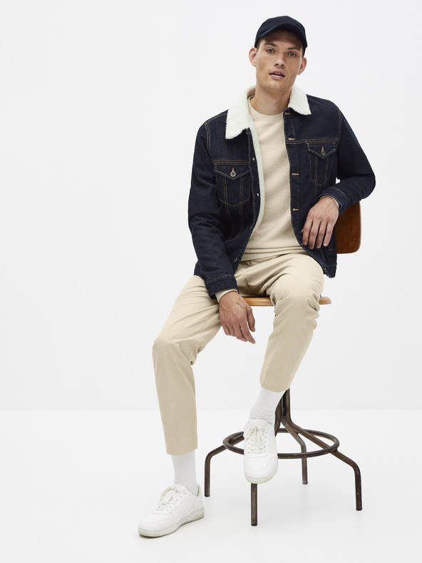 Celio Тъмносиньо дънково яке с изкуствена кожа Celio Susherpa