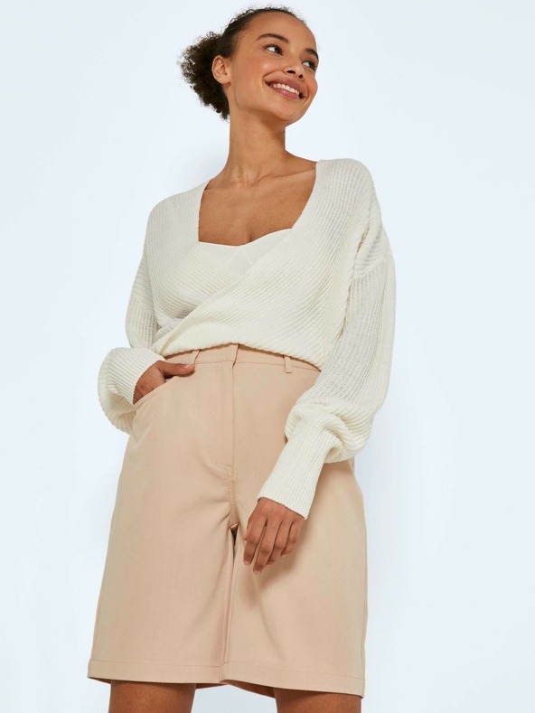 Noisy May Бежови къси панталони с широки крачоли Noisy May Drew