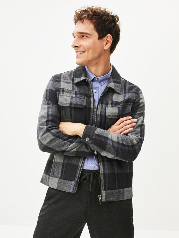 Celio Тъмно сиво мъжко карирано яке Celio Punjab