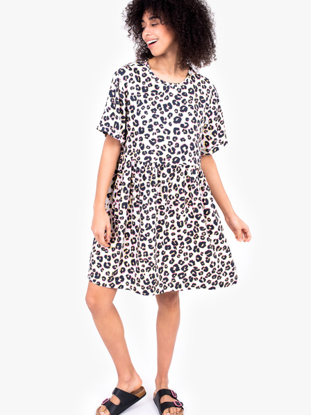 Brakeburn Бяла къса дамска рокля с животински десен Brakeburn