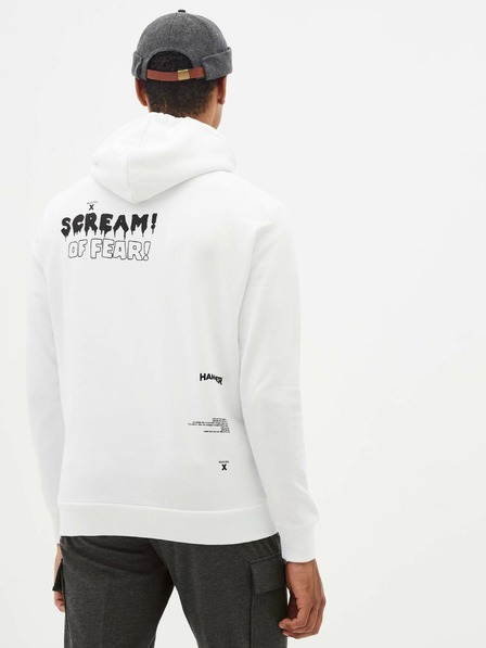 Celio Бял мъжки суитшърт с качулка  Celio Taste of fear