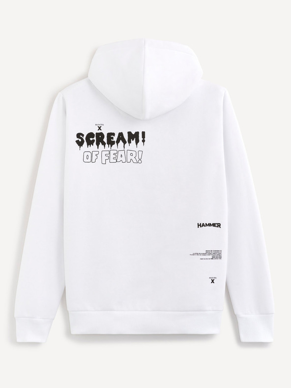 Celio Бял мъжки суитшърт с качулка  Celio Taste of fear