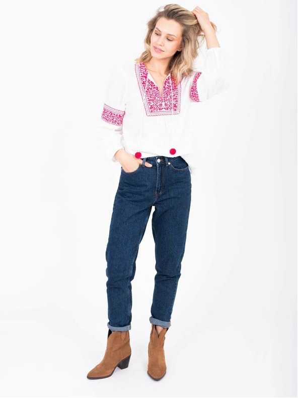 Brakeburn Розово-бяла дамска свободна блуза Brakeburn