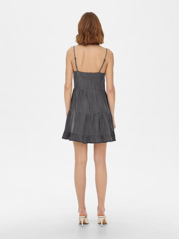 ONLY Тъмно сива къса рокля с презрамки ONLY Ragna