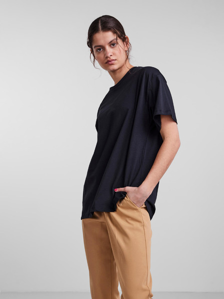 Pieces Черна тениска с голям размер Pieces Rina