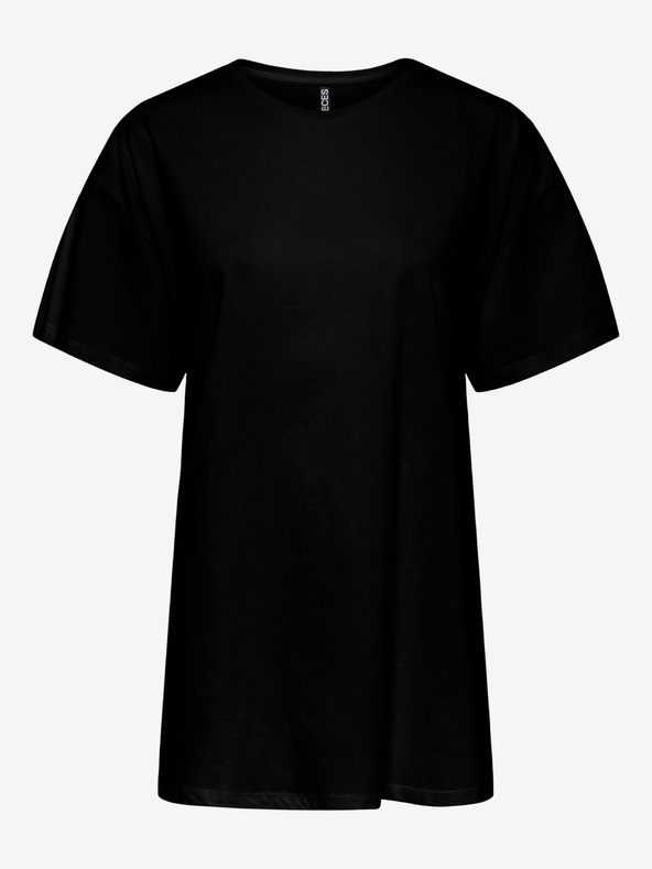 Pieces Черна тениска с голям размер Pieces Rina