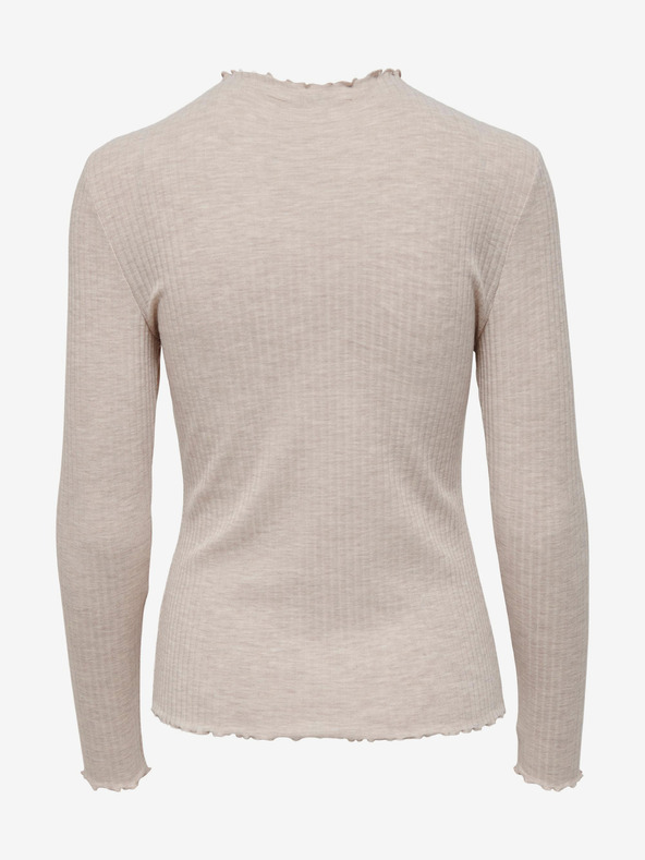 ONLY Бежова дамска тениска ONLY Emma с ребра