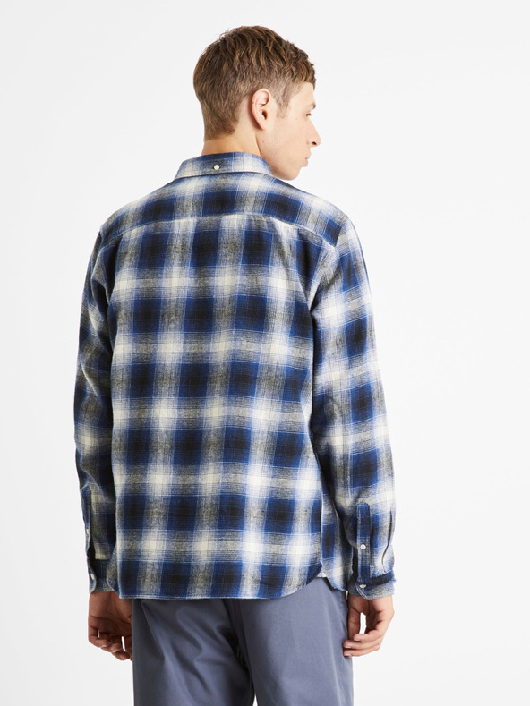 Celio Синя мъжка карирана риза Celio Camulto