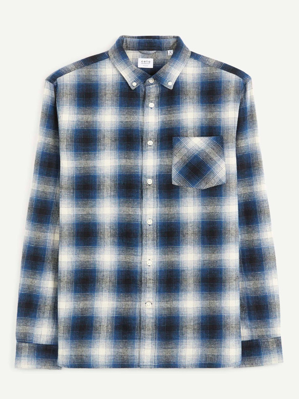 Celio Синя мъжка карирана риза Celio Camulto