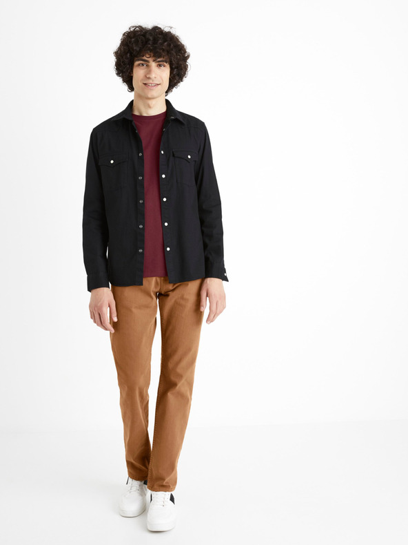 Celio Черна дънкова риза с модерна кройка Celio Cadenlo