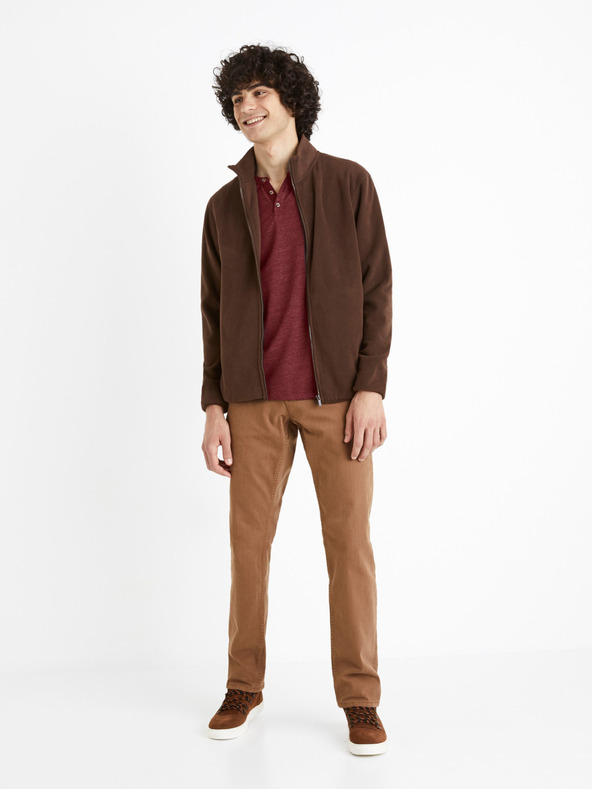 Celio Кафяв мъжки суитчър от полар Celio Cepolaire