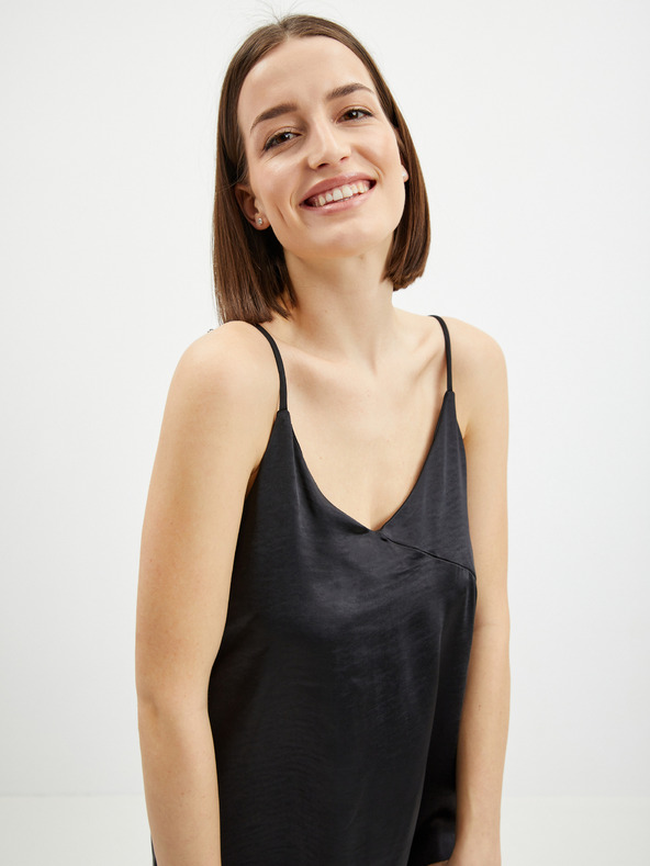 ONLY Черна дамска сатенена миди рокля с презрамки ONLY Cosmo