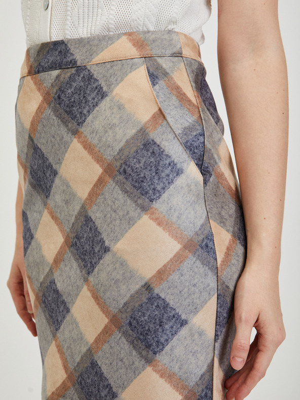 Orsay Бежово-сива дамска пола на каре ORSAY